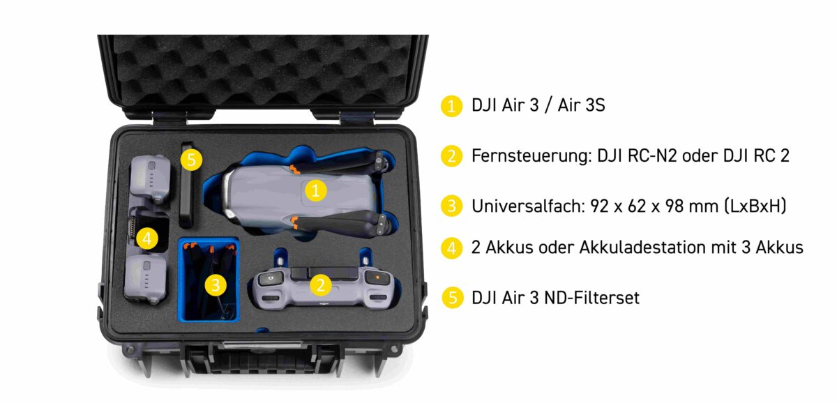 drone.case PP.117.Air3 | Funda multiusos en blanco y negro tipo 3000 DJI Air 3 - Imagen 5