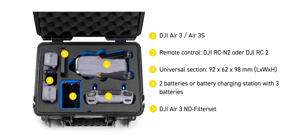 drone.case PP.117.Air3 | Funda multiusos en blanco y negro tipo 3000 DJI Air 3 - Imagen 6